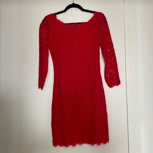 Diane von Furstenberg dress. Size 4. Red lace.